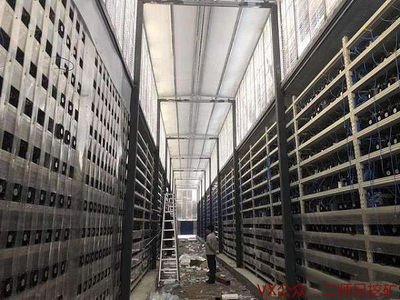 High-capacity Chinese mining farm with rows of efficient hosted miners
